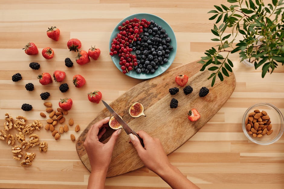 Healthy foods reducing cholesterol on wooden table